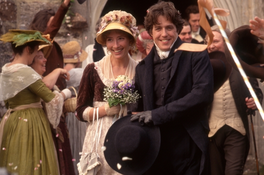 Costumes worn by actors Emma Thompson and Hugh Grant in "Sense and Sensibility" 