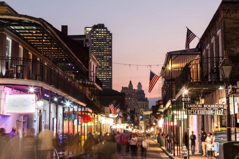 Bourbon Street, New Orleans at night