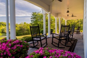 Front porch with rockers at Tiffany Hill B&B