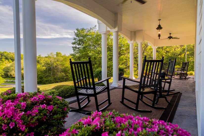 Front porch with rockers at Tiffany Hill B&B