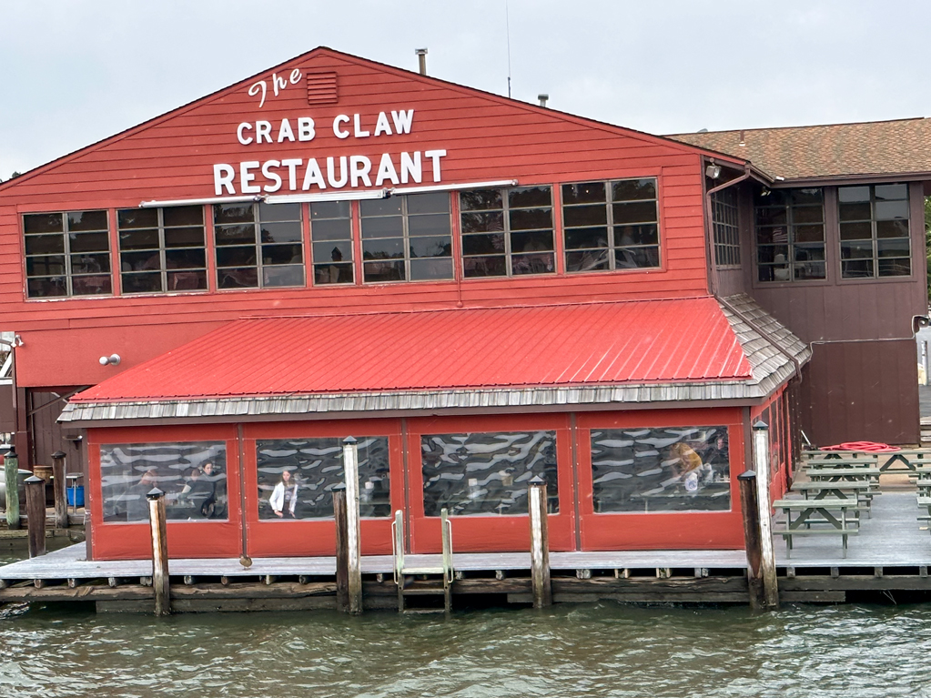 Crab Claw Restaurant in St. Michaels, MD featuring local seafood.